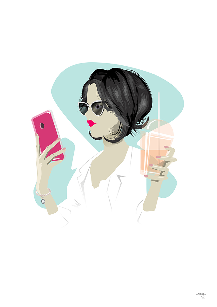 Illustration Girly selfie