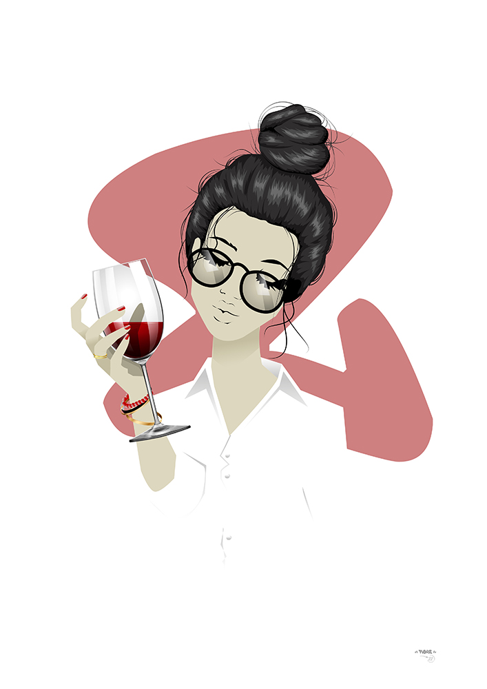 Illustration girly wine